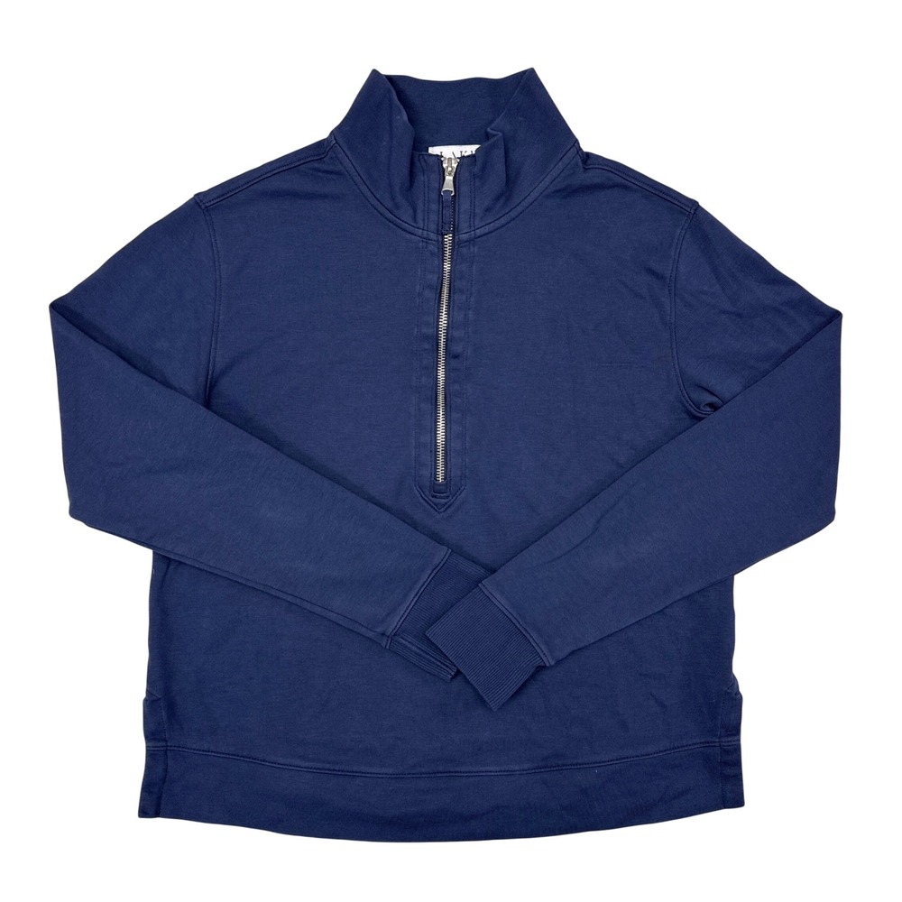 LAKE Sweater Womens Size Small Navy Blue 1/4 Zip Pullover Basics Casual